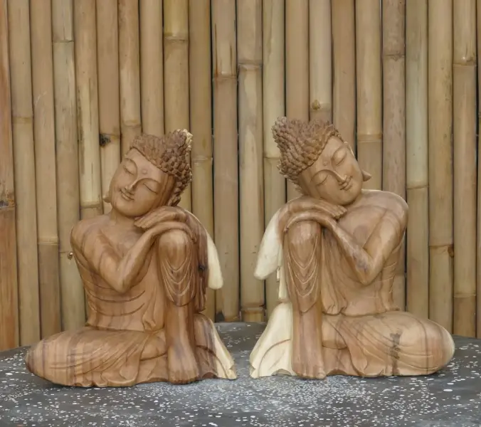 Product image 1 of the product “2 set buddha relax made from suar wood, 40cm Height ”